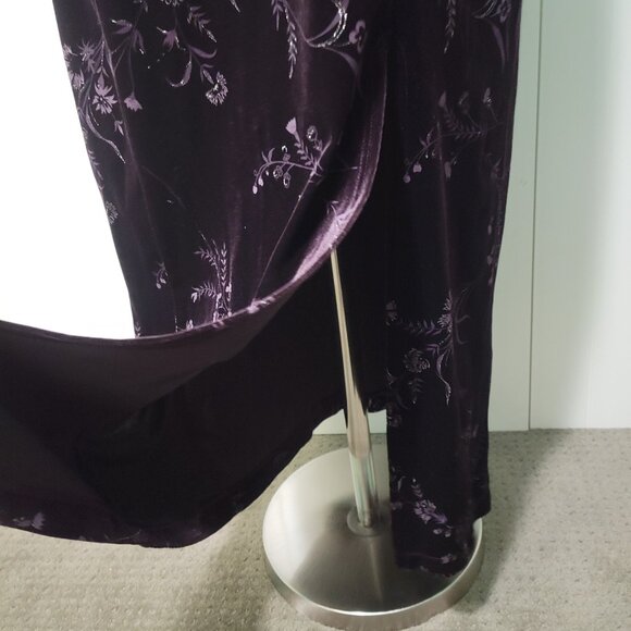 Vtg Y2k Whimsigoth Metallic Floral Velvet Halter Maxi Dress Plum CDC 8 - Picture 7 of 16